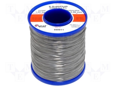 Тинол LC60-0.56/1.0 Спояващо вещество; Sn60Pb40; тел; 0,56mm; 1kg; Флюс: F-SW26; 2,5%